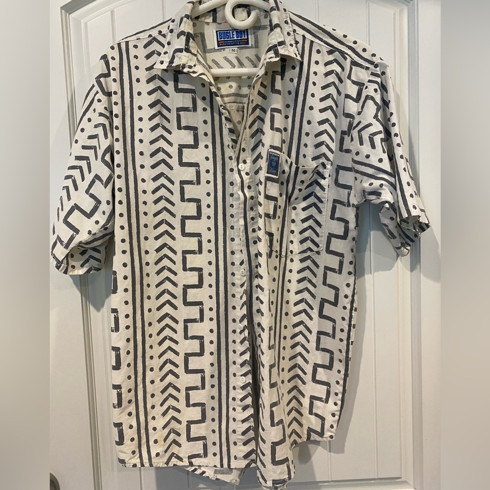 Vintage 80s Bugle Boy button up mens shirt Medium